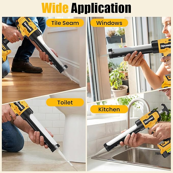 Electric Caulking Gun Compatible With Dewalt 20V Max Battery, 10 Oz Cordless Caulk Gun with 6 Adjustable Speed, LED Light, Battery Powered Caulking Gun for Filling, Sealing, Repair (TOOL ONLY)