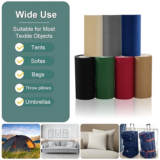 Linen Canvas Repair Tape, 4×63 Inches Brown Waterproof Self-Adhesive Patch for Outdoor Gear, Durable Fabric Tape for Boat Covers, Tents,Couch,Sofas, Sun Shades, Awnings, and Lounge Chairs
