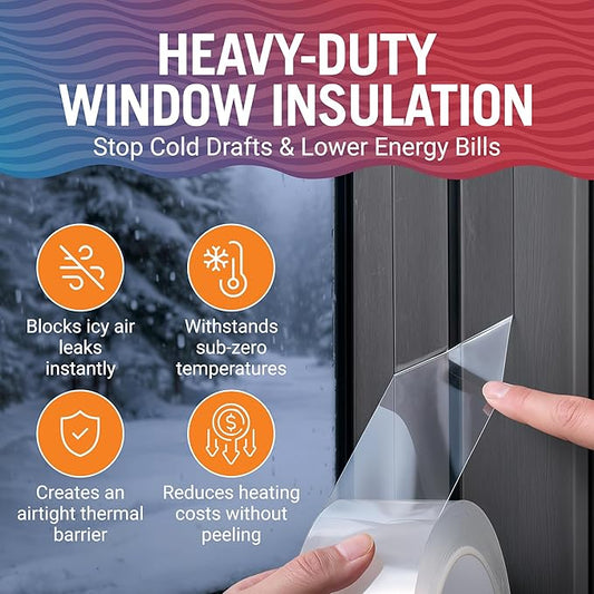 Window Sealing Tape Clear 2 Inch x 100 FT, Weather Seal for Windows, Doors and AC Units, Waterproof UV Resistant, Damage-Free Removal - Better Boat