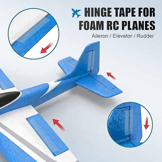 1" x 10 Yards Foam RC Plane Hinge Tape, Model Airplane Hinge Control Surface Tape for Aileron Elevator Rudder, Flexible Transparent Adhesive for Foam RC Airplane Repair, 2 Roll