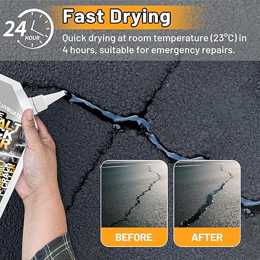 Asphalt Crack Filler, 1.5LB High Elasticity Driveway Crack Filler, Self Leveling Waterproof Repair Sealant for Driveway, Walkway, Road, Blacktop Concrete Joint, Indoor & Outdoor - Black (24.7oz)