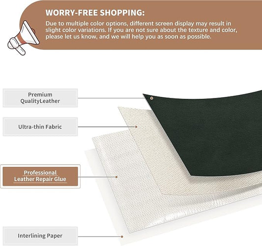 ONine Leather Repair Patch,Self-Adhesive Couch Patch,Multicolor Available Scratch Leather 8X11 Inch Peel and Stick for Sofas, Car Seats Hand Bags Jackets(Green)