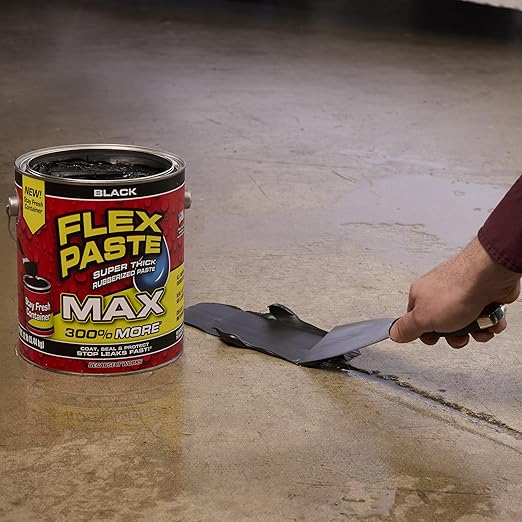 Flex Paste, Waterproof Paintable Putty, Spackle Sealant, Fill Gaps Cracks Holes - Block Out Water and Air - UV Resistant - Walls, Drywall, EPDM, Concrete, Roof, RV Repairs, Black, MAX