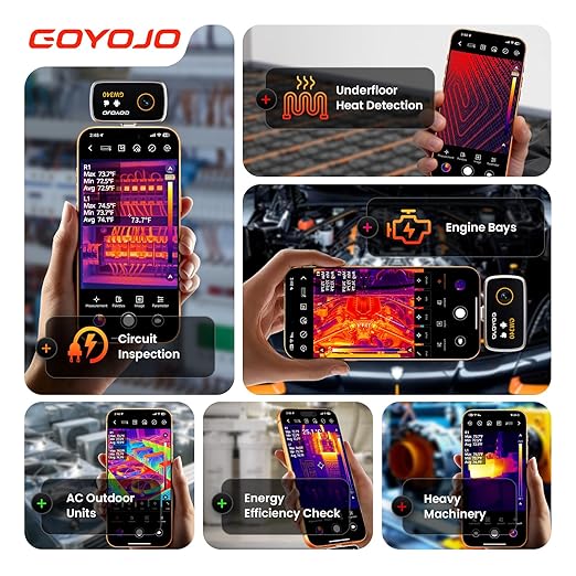 GW340 Thermal Camera for iPhone/Android/Tablet, 512x384 Super IR Resolution, Thermal Imager iOS 17/16/15 Series & iPads USB-C Port, 256x192 IR Resolution Home Inspection, HVAC, Automotive -4°F~752°F
