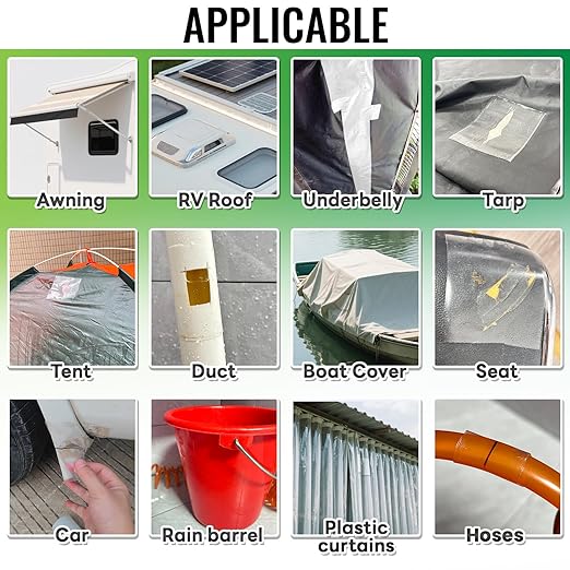 Birllaid Waterproof Clear Repair Tape Outdoor Heat Resistant Vinyl Patch Heavy Duty for Awning, Inflatable Pool, Air Mattress, Tarp,Tent, Duct, Rain Gear, 4 Inch x 10 Ft