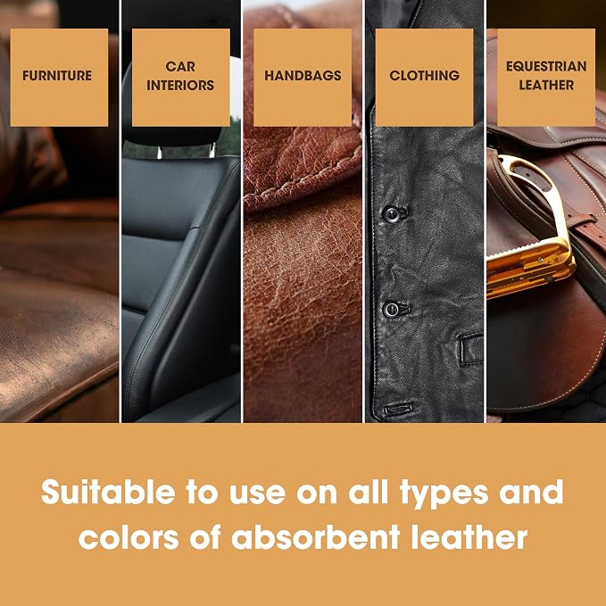Furniture Clinic Leather Easy Restoration Kit | with Leather Recoloring Balm, Cleaner, Sponge, and Cloth | Leather Repair Kit for Scratched and Faded Furniture (Red)