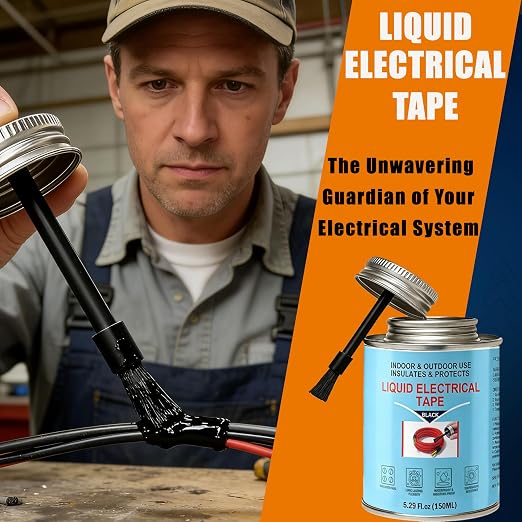 5.29 oz Liquid Electrical Tape – Quick-Drying Insulating Glue, Waterproof & High Temp Resistant, Liquid Wire Insulation Rubber with Brush Cap for Wires, Cables, Outdoor Equipment (Black)