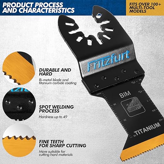 6PCS Oscillating Saw Blades, Professional Universal Titanium Multitool Blades for Wood Plastics Metal, Quick Release Multi Tool Kits