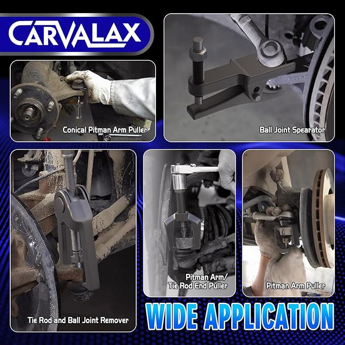 CARVALAX 5-in-1 Ball Joint Separator, Front End Service Tool Kit for Tie Rob Removal, Pitman Arm Puller, Cars SUVs Pickup Trucks Automotive Tools w/Storage Case (Black Oxidized)