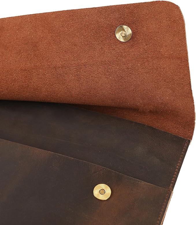Leather Tablet Sleeve for 11/12.9/13 Inch iPad Pro, Document Holder Folio File Holder, Genuine Leather Sleeve iPad Case for Protection and Style-Dark Khaki-Custom