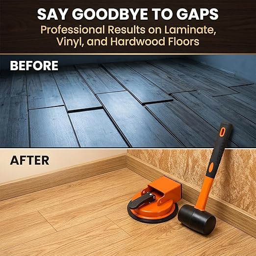 Sakerplus Floor Gap Fixer Tool, Heavy Duty Flooring Gap Repair Tool with Enhanced Vacuum Suction Cup for Laminate, Vinyl, Hardwood & Tile Floors (Green*1+Hammer)