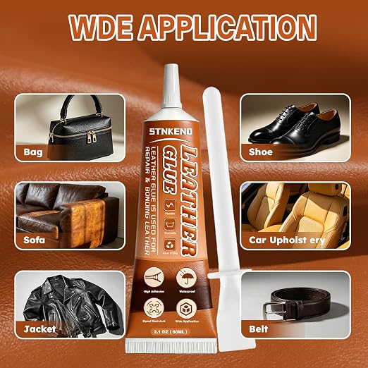 Leather Glue - 2.1 Oz Extra Strong & Flexible Leather Adhesive - Waterproof, Quick-Dry & Clear Leather Repair Glue for Shoes, Boots, Jackets, Handbags, Sofas, Car Seats & More
