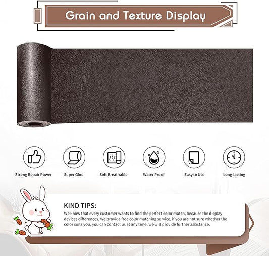 KING MOUNTAIN Leather Repair Patch,4 x 63 Inches self Adhesive Leather Repair Tape for Damaged Leather Furniture, Sofa Seating,Car Seats, Leather Goods(Chocolate Brown)