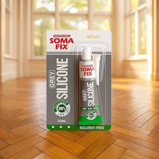 Gray Silicone Caulk - Easy Squeeze Caulking Tube, Silicone Sealant for Wood, Kitchen, Bathroom, Sink, Windows - Multi Purpose & Waterproof - 1.7 fl. oz (Gray)