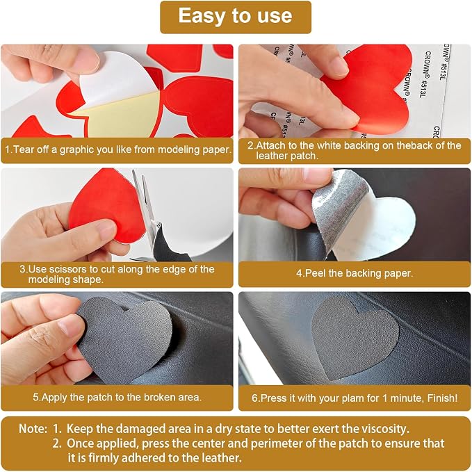 IANZE 2Pcs Leather Repair Patch, Self Adhesive Leather Repair Patch for Car Seats, Couches, Furniture, Sofa, Handbags, Office Chair (Tan)