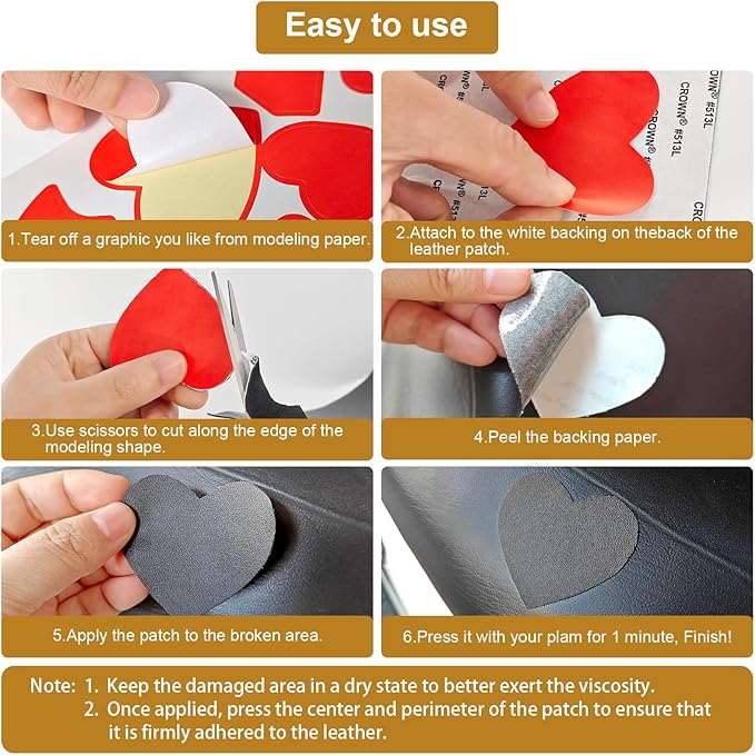 IANZE 2Pcs Leather Repair Patch, Self Adhesive Leather Repair Patch for Car Seats, Couches, Furniture, Sofa, Handbags, Office Chair (Dark Brown)
