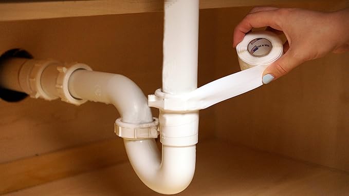 Self-Fusing Silicone Leak Sealing Wrap for Under Sink Drain Pipe - PVC White