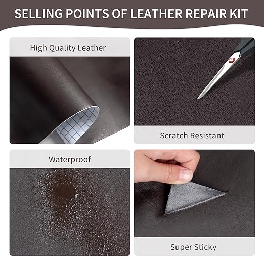 BSZHTECH Leather Repair Tape Self-Adhesive Leather Repair Patch for Couch Furniture Sofas Car Seats Advanced PU Vinyl Leather Repair Kit (Dark Brown, 17X118 inch)