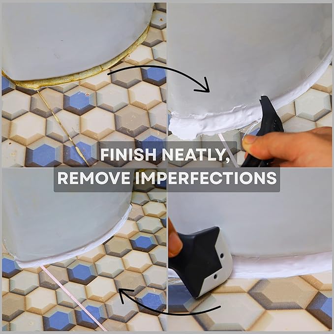 Caulking Tool 5 in 1 Silicone Caulking Tool Kit Sealant Finishing Tool Grout Remover Scraper Caulk Removal Tool with Replaceable Silicone Pads for Bathroom Kitchen Window Sink Tile Joint