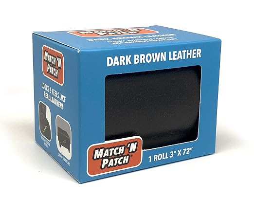 MATCH 'N PATCH Dark Brown Leather Repair Tape, 3" x 72" for Furniture | Realistic Faux Leather Patches for Couch, Sofa, Upholstery, Car Seat & Other Furniture, Vinyl Repair Kit, Self Adhesive Patch