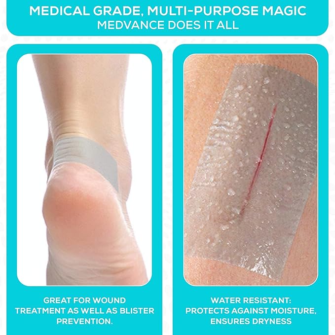 MedVance Silicone Tape Medical, Perforated Surgical Tape Sensitive Skin, Waterproof Tape for Skin, Medical Tape for Wound Care, Eyelash Tape, Gentle Skin Tape, 1" Width (1 Pack, 54 Inches)