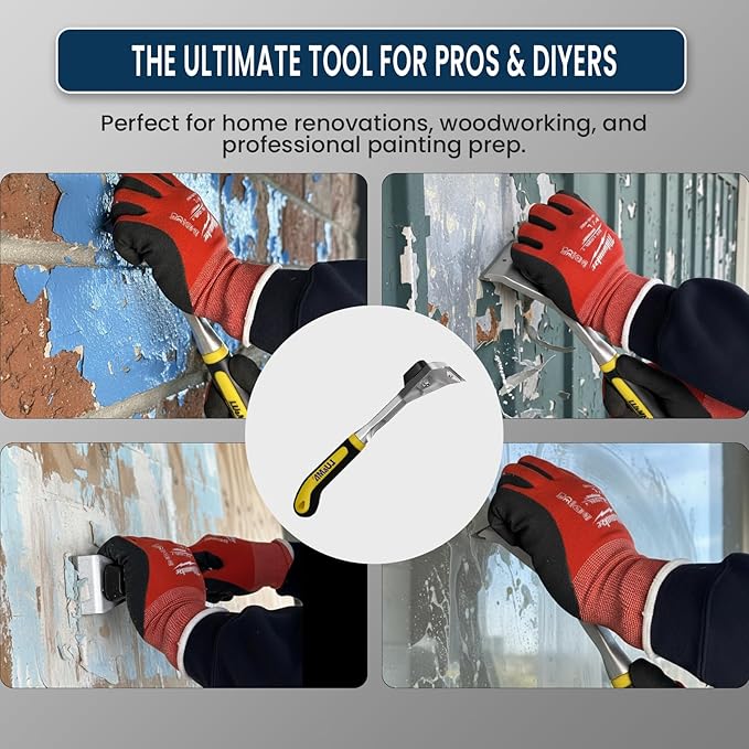 Heavy-Duty Paint Scraper Tool – 2.38-INCH Wide Tungsten Carbide Blade, Professional Grade Glue, Putty & Coating Remover with Comfort Non-Slip Ergonomic Handle