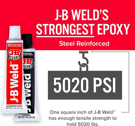 J-B Weld Original Epoxy, Steel Reinforced Epoxy, High Strength - 2 Pack, Dark Grey (8265S-2)