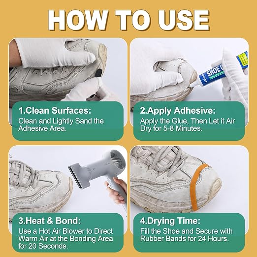 Shoe Glue, Professional Grade Flexible Shoe Repair Adhesive - Extra Strong, Clear, Waterproof - Repairs Soles, Heels, Patches Small Holes, Works on Leather, Rubber, Vinyl, Canvas - 20ml x 2 PCS