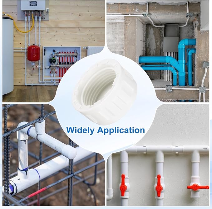 uxcell 12Pcs 1 Inch PT Female Thread PVC Pipe Fitting Cap, Cleanout Water Drain End Caps, Pipe Plug Socket Fittings with Tape for Water Heater Supply Lines, Plumbing, White