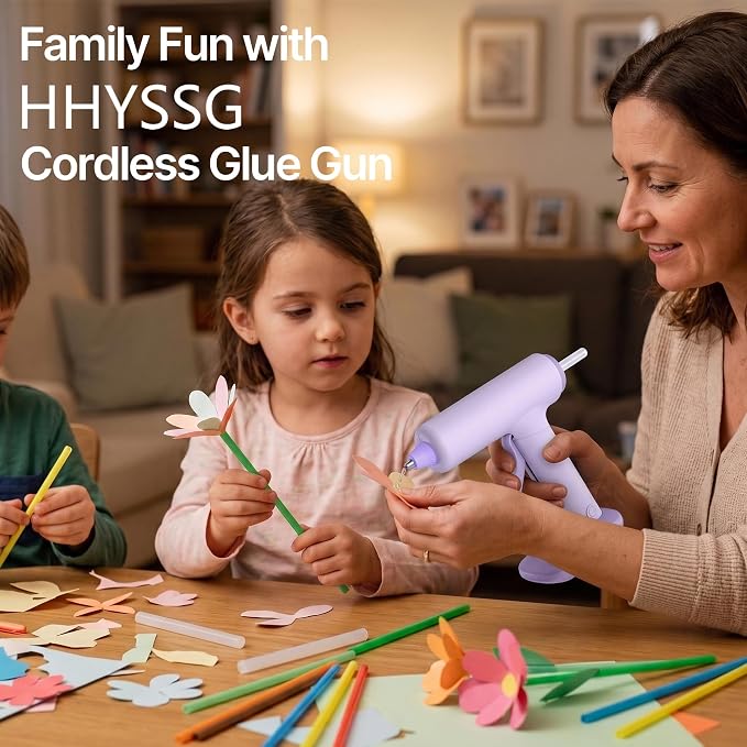 Cordless Hot Glue Gun Kit USB-C Rechargeable Magnetic Mount Base with 40 Premium Glue Sticks for DIY Crafts and Gifts(Purple)