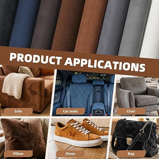 Suede Repair Patch, Large Self-Adhesive Fabric Repair Tape, Suede Fabric Repair Patch for Couch, Furniture, Car Interior, Sofa and Cushion(Brown, 3.5X79 Inch)