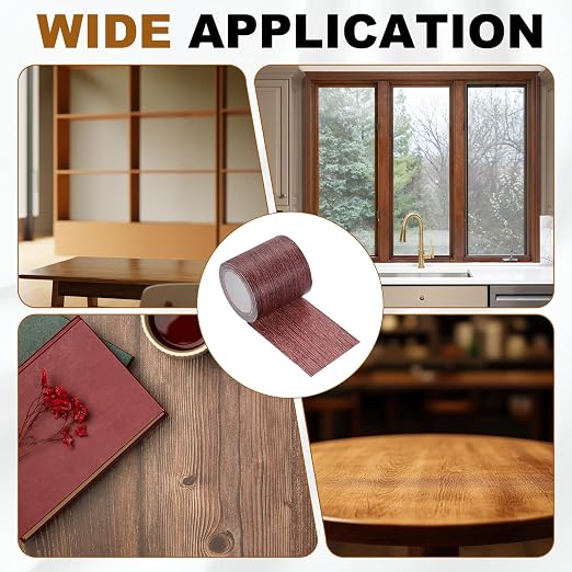 uxcell Wood Grain Repair Tape, 2.2" x 15ft Self Adhesive Wood Grain Colored Duct Tape Waterproof Repair Patch for Furniture Floor Scratch Fix, Baseboards, DIY Decor, Dark Mahogany