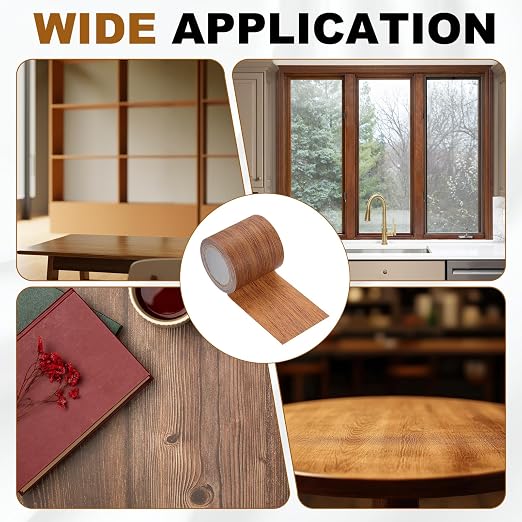 uxcell 2 Pcs Wood Grain Repair Tape, 2.2" x 15ft Self Adhesive Wood Grain Colored Duct Tape Waterproof Repair Patch for Furniture Floor Scratch Fix, Baseboards, DIY Decor, Chocolate Oak