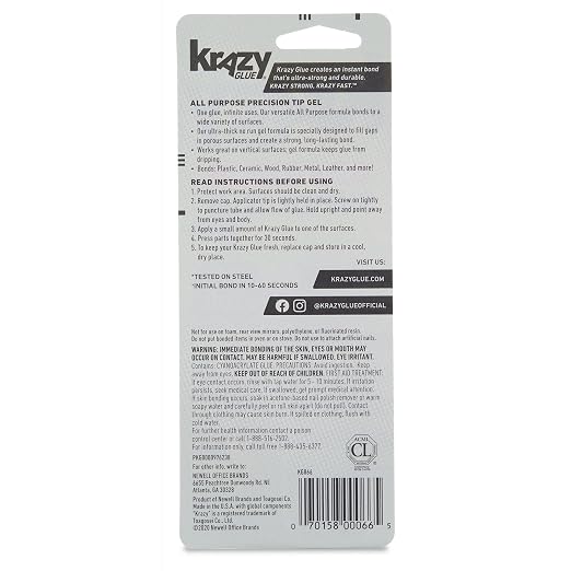 Krazy Glue All Purpose Super Glue Gel with Precision Tip, 2g Tube 6 Ct, Fast Drying No-Run Gel Formula for Household Repairs, School, Office Crafts & DIYs, Bonds Plastic, Wood, Metal, Ceramic & More