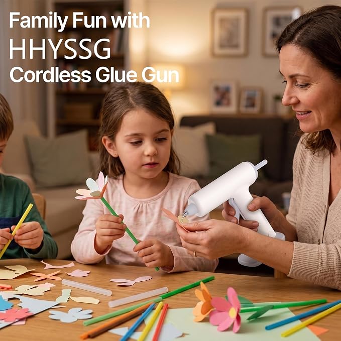 Cordless Hot Glue Gun Kit USB-C Rechargeable Magnetic Mount Base with 40 Premium Glue Sticks for DIY Crafts and Gifts(Grayish-white)
