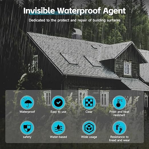 Transparent Waterproof Coating, Indoor & Outdoor Sealant, Invisible Waterproof Agent, Water-Based Clear Sealant for Roofs, Walls, Bathroom, Kitchen, Garden, Invisible Leak Repair Coating (32 floz)