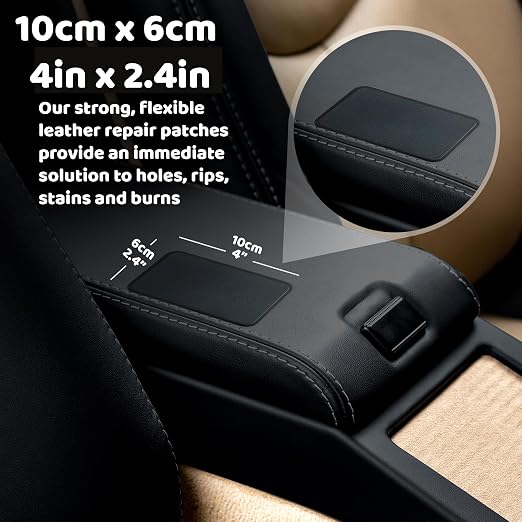 MastaPlasta Premium Leather Repair Patch - Beige 4" x 2.4" (10 x 6 cm). Your Instant Stick-On Upholstery-Quality Leather Repair Kit for Couches, Car Interiors, Bags & DIY