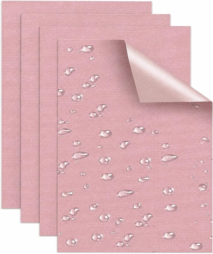 Canvas Repair Patches, Heavy Duty Waterproof Self-Adhesive Fabric Repair Tape for Tent, Sofa, Boat Covers, Chairs, Awning & Camping Outdoor Gear, 7.87"x5.9", Pink