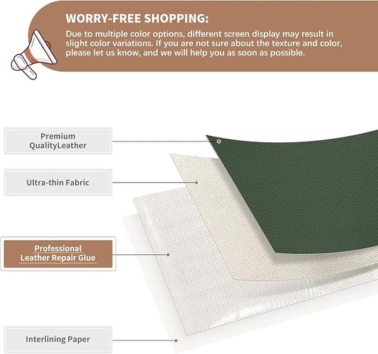 ONine Leather Repair Patch,Self-Adhesive Couch Patch,Multicolor Available Scratch Leather 8X11 Inch Peel and Stick for Sofas, Car Seats Hand Bags Jackets (Blackish Green-Litchi Grain)