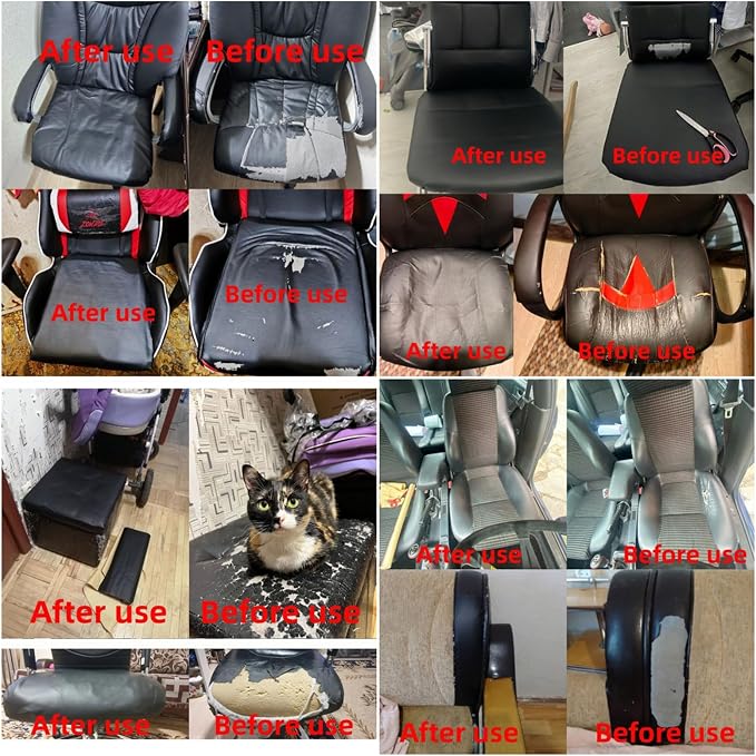 Leather Repair kit for Furniture,4 x 99 inches Self Adhesive Tape,Vinyl Repair kit Stickers,Leather Repair kit car Interior,Leather Patches,Leather seat Repair kit for Cars,Sofa,Couch(Black)