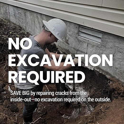 RadonSeal DIY Concrete Foundation Crack Repair Kit (20-ft) - The Homeowner's Solution to Fixing Basement Wall Cracks Like The Pros