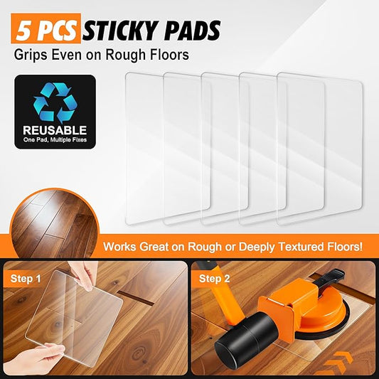 Floor Gap Fixer Tool with Enhanced Suction Cup & Sticky Pads – Easy Laminate, Vinyl & Wood Flooring Gap Repair Tool for Smooth and Textured Floors