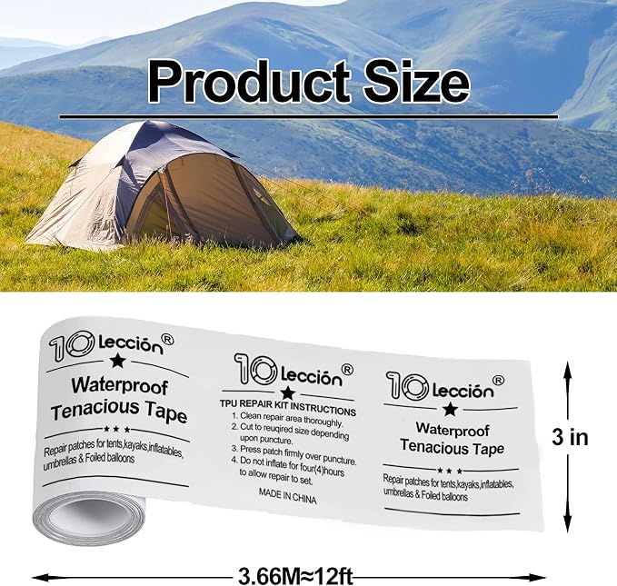 TPU Pool Patch Repair Kit for Air Mattress, Swimming Pool, Bounce House, Tent, Canvas, Canopy, Pool Floats, Tubes Air Bed and Inflatable Toys (3 in x 12 ft)