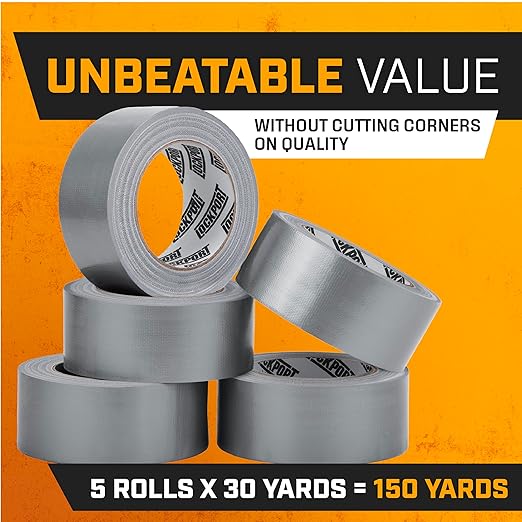 Lockport 5 Pack Duct Tape Heavy Duty Waterproof, Strong Adhesive Silver Duct Tape Bulk for Indoor Outdoor Repairs, Tear by Hand - 30 Yards x 2 Inch
