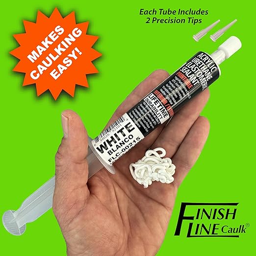 – Acrylic Urethane Elastomeric Sealant – Pre-Filled Precision Caulk Gun – White – 1 oz Tube – Flexible & Durable Sealant for Trim, Baseboards, and Small Cracks