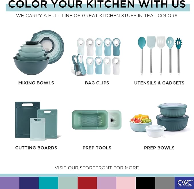COOK WITH COLOR Wide Heavy Duty Chip Clips, Large Bag Clips for Food Storage with Air Tight Seal Grip, Pack of 8, Teal