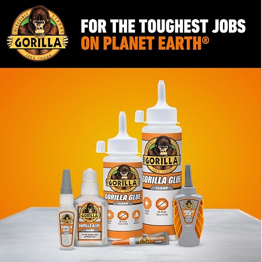 Gorilla Clear Glue, 3.75 Ounce Bottle (Pack of 2) - Crystal Clear, All Purpose, and Water Resistant