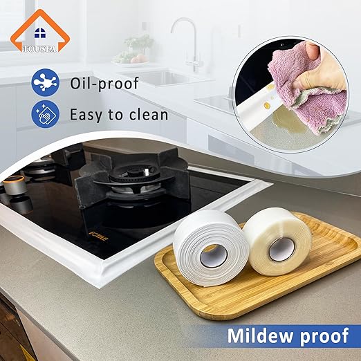Caulk Tape Self Adhesive,Easy to Install Caulking Tape for Bathroom Peel & Stick Caulking Strip Floor Tile Wallpaper Toilet Tub Shower Wall Trim,Waterproof Caulking Sealing Tape for Bathroom,Toilet