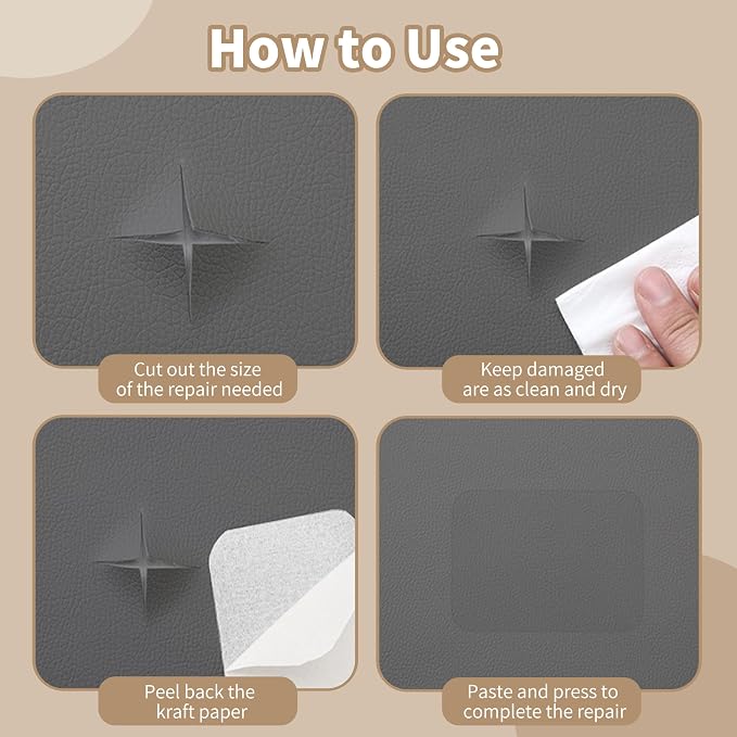 Leather Repair Patch,Self-Adhesive Leather,17X79inch,Self-Adhesive Waterproof,Scratch Resistant,DIY Large Patch for Sofas,Furniture,cabinets,Walls,Motorcycle Seats,car Seats (Dark Grey)
