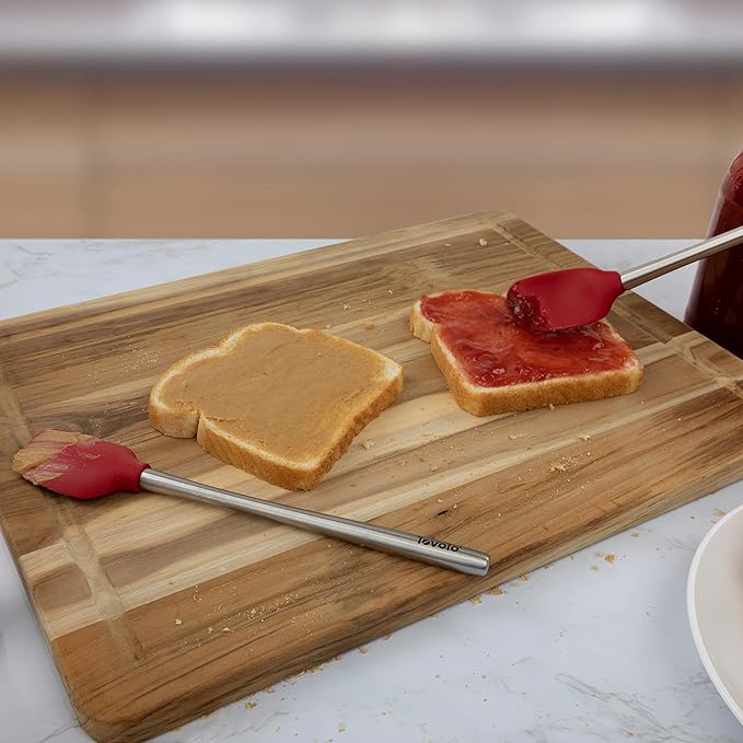 Tovolo Flex Core Mini Silicone Spatula Spoonula Set of 2 for Non Stick Cast Iron Cooking & Baking, Dishwasher Safe Heat Resistant BPA Free Small Stainless Steel Handle Kitchen Utensil, Cayenne Red
